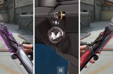 Beta Bundle Valorant weapon skins including Vandal, Operator, Spectre, Classic, and a melee knife displayed in-game store.